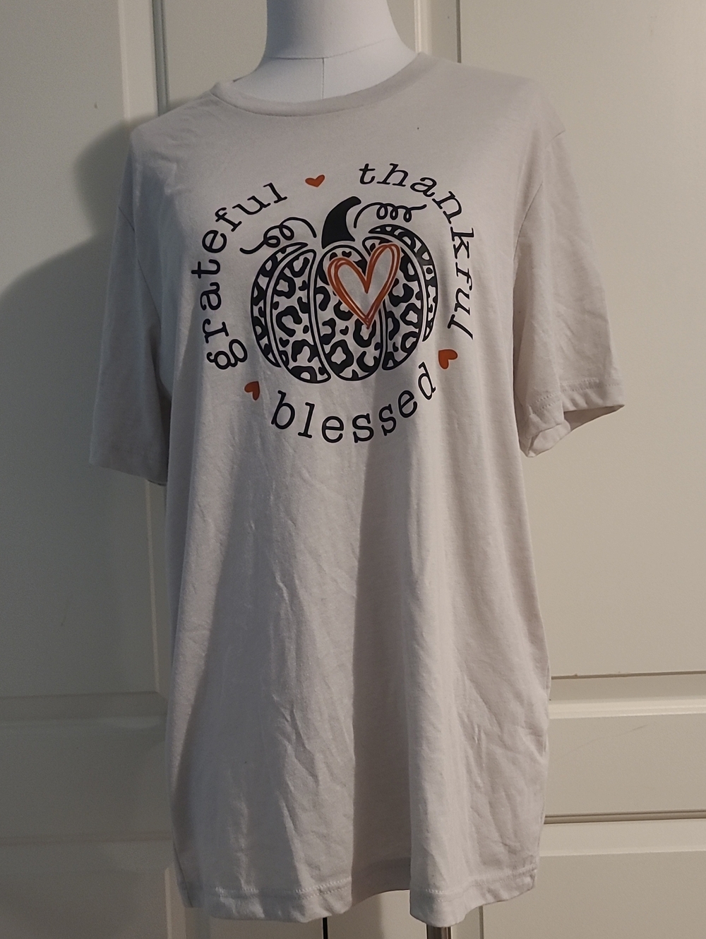 NWOT Bella Canvas "Grateful Thankful Blessed" Fall Pumpkin Tee Shirt